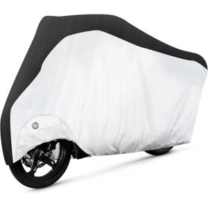 imageBike Cover Outdoor Waterproof Bicycle Covers Rain Sun UV Dust Wind Proof with Lock Hole for Mountain Road Electric Bike Electric Scooter Black And White