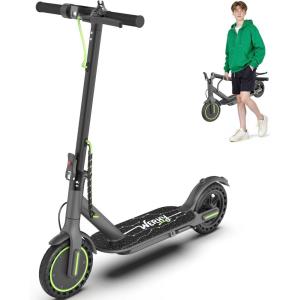 imageElectric Scooter for Kids 10 350W Motor Max 12Miles Long Range 19 MPH Max Speed 85quot Solid Tire Lightweight Foldable EScooter with Dual Braking Digital Display Cruise Control350W12MilesGreen