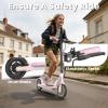 imageWERHY Foldable Electric Scooter for Kids 350W Motor Max 12Miles Long Range 19 MPH Max Speed 85 Solid Tire Lightweight Foldable EScooter with Dual Braking Digital Display Cruise Control350W12MilesPinkFor Aged 9