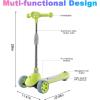 imageWERHY Kids Scooter with MultiColor Wheel Lights 4Height Adjustable Handlebar Wide AntiSlip Deck Rear Brake Kick Scooter for Boys amp Girls Ages 312Green