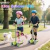 imageWERHY Kids Scooter with MultiColor Wheel Lights 4Height Adjustable Handlebar Wide AntiSlip Deck Rear Brake Kick Scooter for Boys amp Girls Ages 312Green