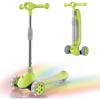 imageWERHY Kids Scooter with MultiColor Wheel Lights 4Height Adjustable Handlebar Wide AntiSlip Deck Rear Brake Kick Scooter for Boys amp Girls Ages 312Green