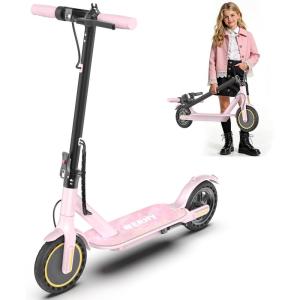 imageWERHY Foldable Electric Scooter for Kids 350W Motor Max 12Miles Long Range 19 MPH Max Speed 85 Solid Tire Lightweight Foldable EScooter with Dual Braking Digital Display Cruise Control350W12MilesPinkFor Aged 9