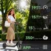 imageWERHY Foldable Kids Electric Scooter 350W Motor Max 1216Miles Long Range 19 MPH Max Speed 85 Solid Tire Lightweight Foldable EScooter with Dual Braking Digital Display Cruise ControlBlack Green