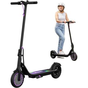 imageWERHY Electric Scooter with 8510 Solid Tire 350W500W Powerful Motor amp 1922 MPH Top Speed 1625 Miles Long Range Folding E Scooter with Dual Braking for Teens and AdultsPurple