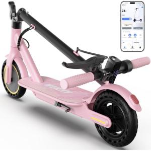 imageWERHY Electric Scooter with 8510 Solid Tire 350W500W Powerful Motor amp 1922 MPH Top Speed 1625 Miles Long Range Folding E Scooter with Dual Braking for Teens and AdultsPink