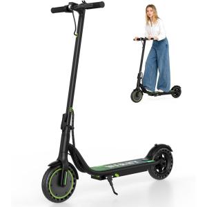imageWERHY Foldable Kids Electric Scooter 350W Motor Max 1216Miles Long Range 19 MPH Max Speed 85 Solid Tire Lightweight Foldable EScooter with Dual Braking Digital Display Cruise ControlBlack Green