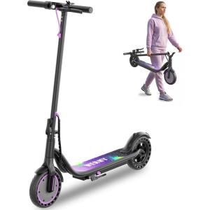 imageWERHY Foldable Kids Electric Scooter 350W Motor Max 1216Miles Long Range 19 MPH Max Speed 85 Solid Tire Lightweight Foldable EScooter with Dual Braking Digital Display Cruise ControlPurple