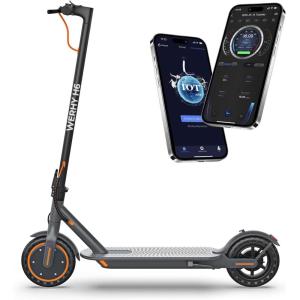 imageWERHY Electric Scooter with 8510 Solid Tire 350W500W Powerful Motor amp 1922 MPH Top Speed 1625 Miles Long Range Folding E Scooter with Dual Braking for Teens and AdultsOrange