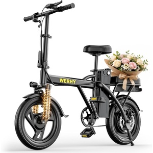 image:imageWERHY Electric Bike for Adults 500W Motor 20 MPH Max Speed Folding Ebike 14 Electric Bicycles Max 2030 Miles Range Pedal Assist Mode Mini E BikesOrangeBlackPro