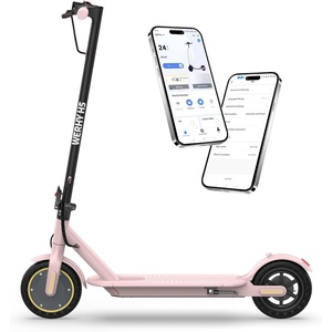 image:imageWERHY Electric Scooter with 8510 Solid Tire 350W500W Powerful Motor amp 1922 MPH Top Speed 1625 Miles Range Folding E Scooter with Dual Braking for Teens and AdultsPink Yellow