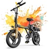 image:imageWERHY Electric Bike for Adults 500W Electric Foldable Bike 2030 MilesPedal Assist Mode 20MPH EBike with 48V Removable Battery 14 Tire Ebike with Front Dual SuspensionOrangeBlack