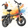 image:imageWERHY Electric Bike for Adults 500W Electric Foldable Bike 2030 MilesPedal Assist Mode 20MPH EBike with 48V Removable Battery 14 Tire Ebike with Front Dual SuspensionOrange