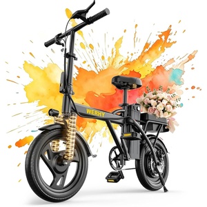 image:imageWERHY Electric Bike for Adults 500W Electric Foldable Bike 2030 MilesPedal Assist Mode 20MPH EBike with 48V Removable Battery 14 Tire Ebike with Front Dual SuspensionOrangeBlack